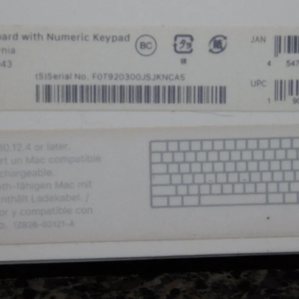 Apple Wireless Magic Keyboard With Numeric Keypad Model A1843 NIB